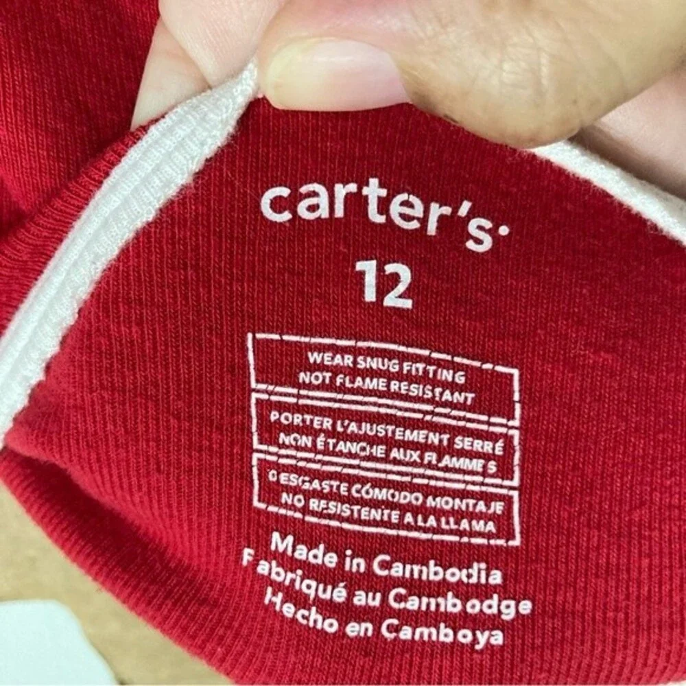 CARTERS Santa Claus Red Suit Pajama Set Red White Girls Size 12